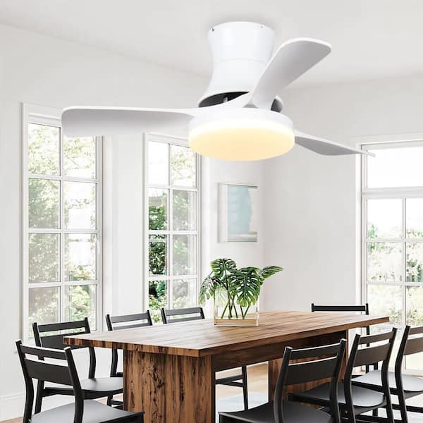 42 in. Smart Indoor White Flush Mount Standard Ceiling Fan with Light and Remote Control
