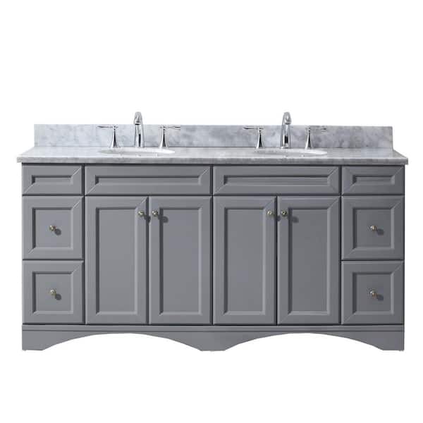 Virtu USA Talisa 72 in. W Bath Vanity in Gray with Marble Vanity Top in White with Round Basin