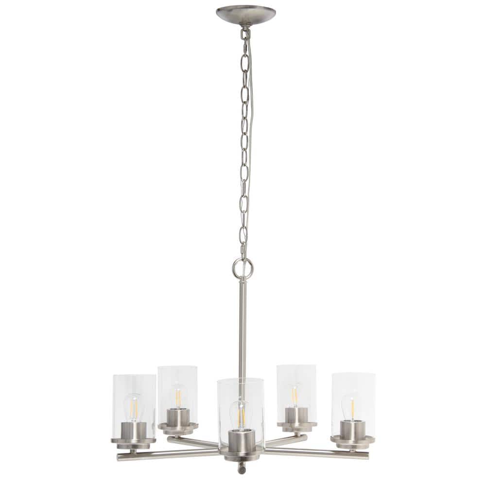 20.5 in. 5-Light Brushed Nickel Traditional Vintage Modern Industrial Metal