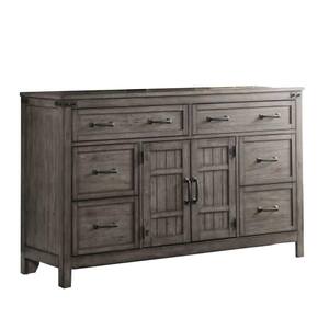 Storehouse 6-Drawer Smoked Grey Dresser without Mirror with 2 Large Cabinets (40 in. H X 65 in. W X 20 in. D)