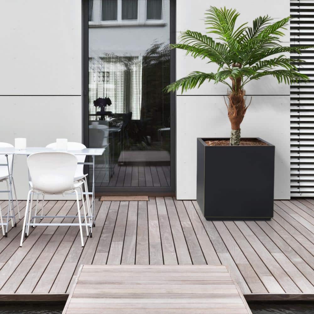 Large Black and Gold Square Metal Planter Box