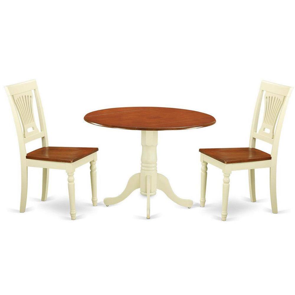 Buttermilk and Cherry 3-Piece Round Drop Leaf Dining Set
