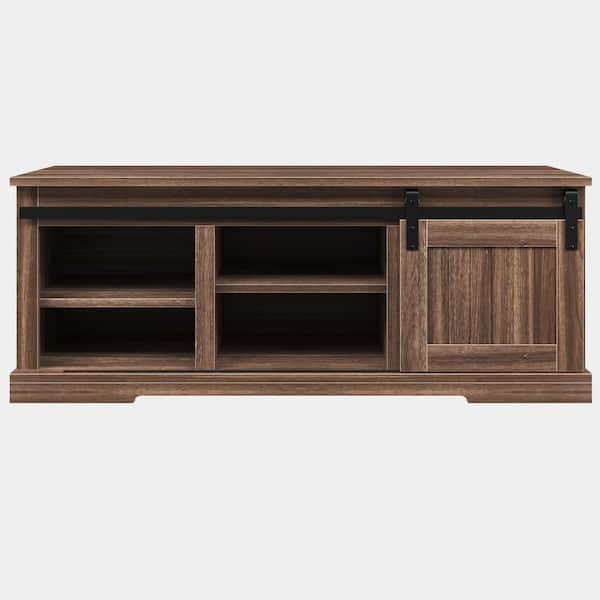 Utopia 4niture Marcus Barnwood Brown Storage Bench with Sliding Door and Adjustable Shelf