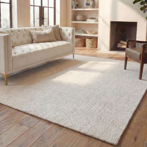 Abstract Ivory/Gray 8 ft. x 10 ft. Speckled Area Rug
