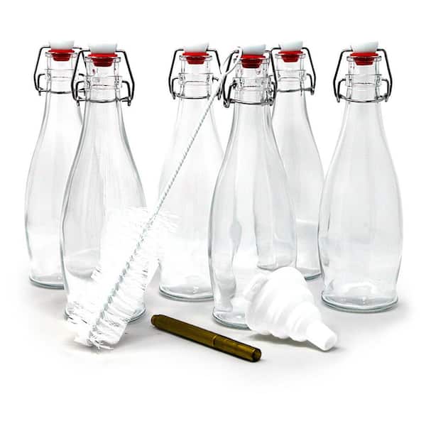  8 Pack 2 oz Clear Glass Bottles with Lids, Funnels