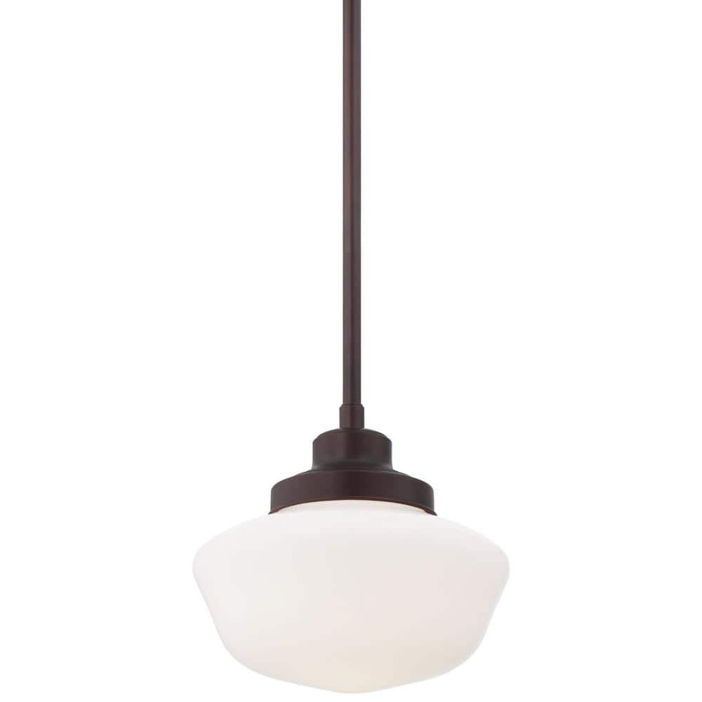 Elegant Brushed Bronze Pendant Light with Opal Glass Shade