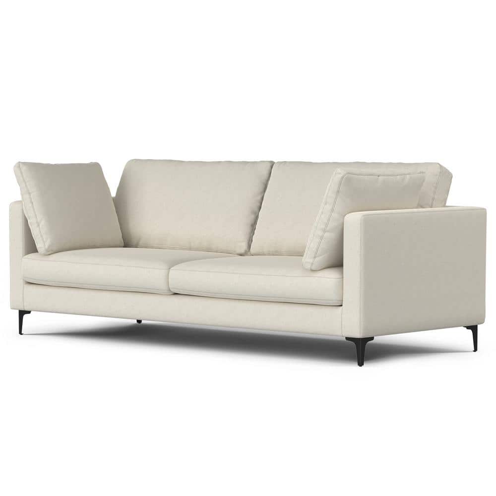Ava 90-Inch Cream Performance Fabric Sofa with Metal Legs