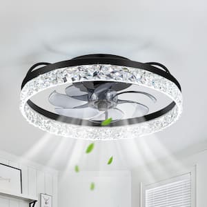 20 in. Indoor Black Chandelier Ceiling Fan with LED Light and Remote Control Included