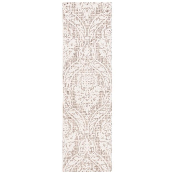 SAFAVIEH Abstract Ivory/Beige 2 ft. x 8 ft. Damask Runner Rug