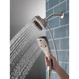 In2ition 5-Spray Patterns 1.75 GPM 5.25 in. Wall Mount Dual Shower Heads with H2Okinetic in Lumicoat Stainless