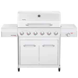 Gourmet Pro 6-Burner Stainless Steel Propane Gas Grill with Searing Side Burner and Griddle Max Insert