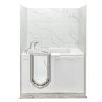 Elite 52 in. x 29.75 in. Left Drain Walk-In Combination Bathtub in White, Heated Seat, Carrara Wall Surround