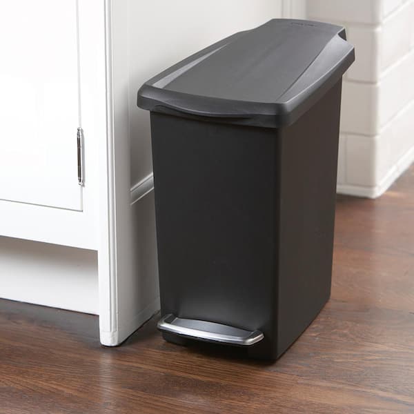 simplehuman 50-Liter Black Plastic Trash Can with Lid at