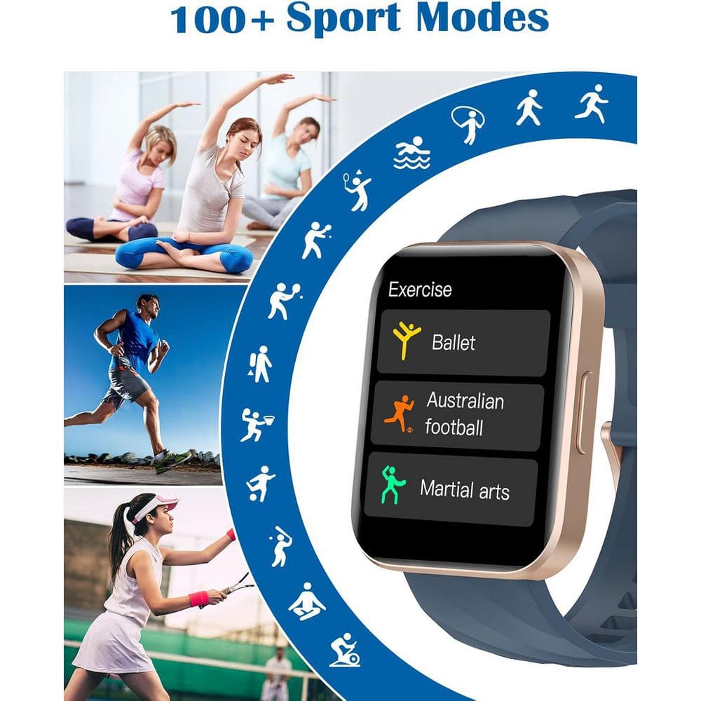 1.85 in. HD Screen Smart Watch for Men Women in Blue, Compatible with iPhone/Android, Bluetooth (Answer/Make Calls) - Thumbnail 4