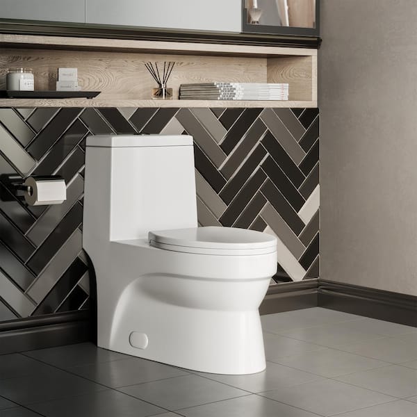 Swiss Madison Virage 1-piece 0.8/1.28 GPF Dual Flush Elongated Toilet in White Seat Included