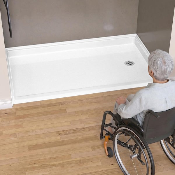 Ada Shower Pan Ramp Getpro 60 in. x 36 in. Acrylic Single Zero Threshold Shower Pan Alcove ...
