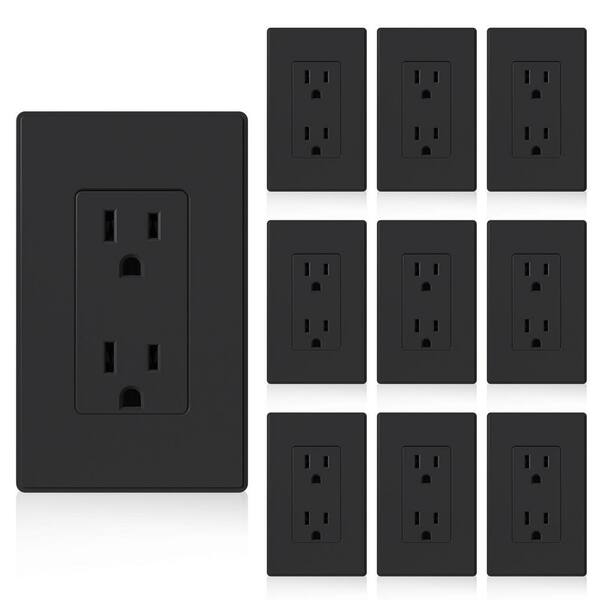 thumbnail image 2 of MICMI 20 Pack Black Decora Duplex Outlets – 20 Amp 125 Volt – With Wall Plates 2 of 5
