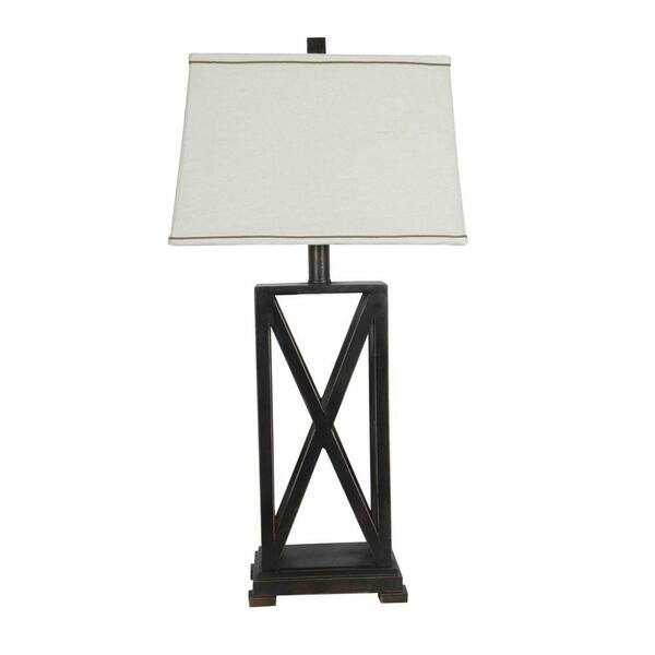 Absolute Decor 32.5 in. Rich Bronze Metal Criss Cross Table Lamp