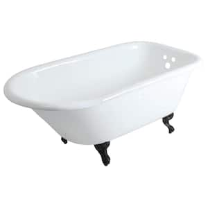 Aqua Eden Roll Top 66 in. Cast Iron Clawfoot Bathtub with 3-3/8 in. Wall Drillings in Matte Black