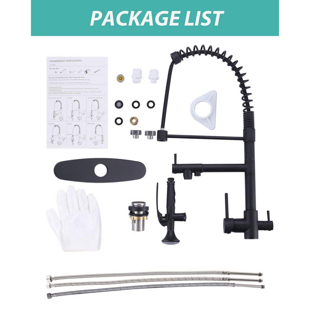 Commercial Style 3-In-1 Pull Down Kitchen Faucet With Drinking Water Kitchen Faucet