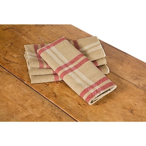 Linen Check 14 in. x 22 in. Natural Tea Towels (Set of 4)