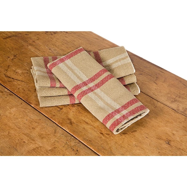 Xia Home Fashions Linen Check 14 in. x 22 in. Natural Tea Towels (Set of 4)