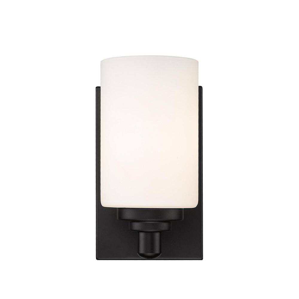 Soledad Matte Black 7.5" Dimmable Wall Sconce with White Glass Shade