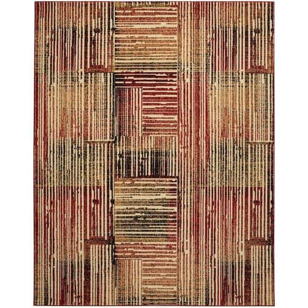 Nourison Grafix Brick Multicolor 8 ft. x 10 ft. Abstract Contemporary Area Rug