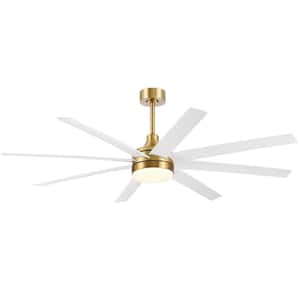 Archer 65 in. Integrated LED Indoor White-Blades Gold Ceiling Fan with Light and Remote Control Included