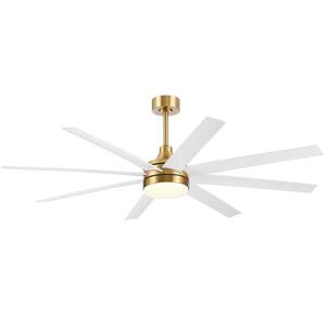 Lamober Windmill 65 in. LED White-Blades Gold Indoor Ceiling Fan with and Remote Control ZY23012-WH-C1 - The Home Depot