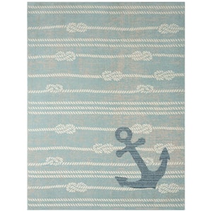 Marine Anchor Blue/Ivory 8 ft. x 10 ft. Indoor/Outdoor Area Rug