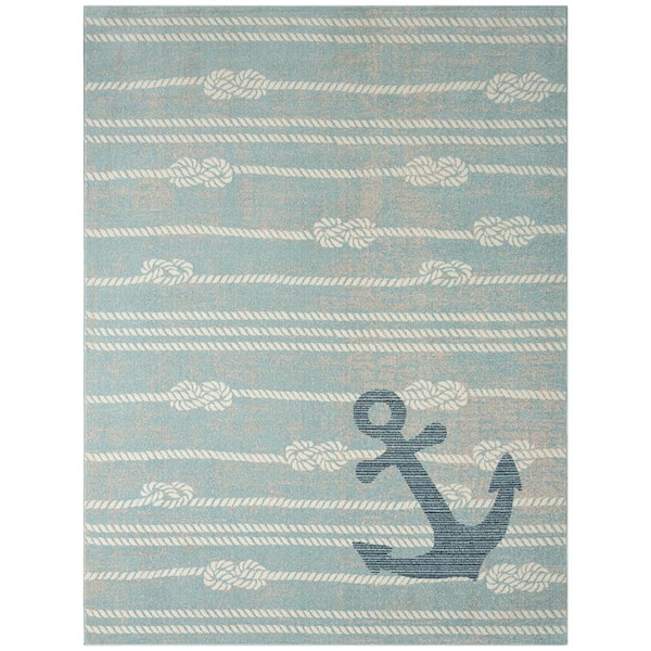 Home Dynamix Marine Anchor Blue/Ivory 8 ft. x 10 ft. Indoor/Outdoor Area Rug