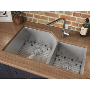 33 in. Double Bowl 60/40 Undermount 16-Gauge Stainless Steel Kitchen Sink