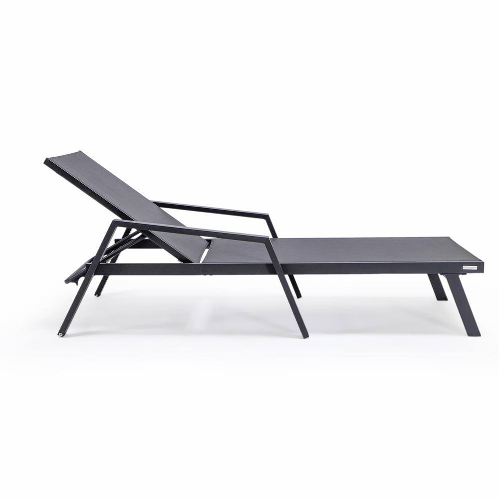 Black Aluminum Adjustable Patio Sling Chaise Lounge Chair