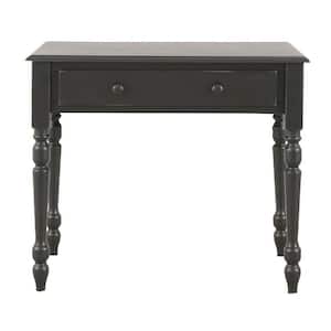 34 in. Rectangular Antique Black Writing Desk with Keyboard Tray