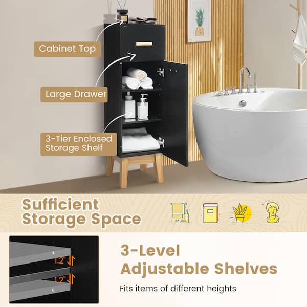 6-Tier Slim Bathroom Storage Cabinet Plastic Freestanding with