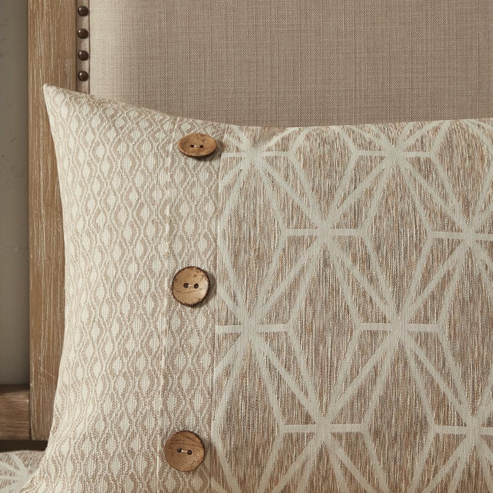 Ivory Queen Cotton Jacquard Comforter Set with Button Accents