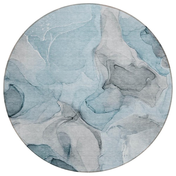 Addison Rugs Chantille ACN504 Teal 8 ft. x 8 ft. Round Machine Washable Indoor/Outdoor Geometric Area Rug