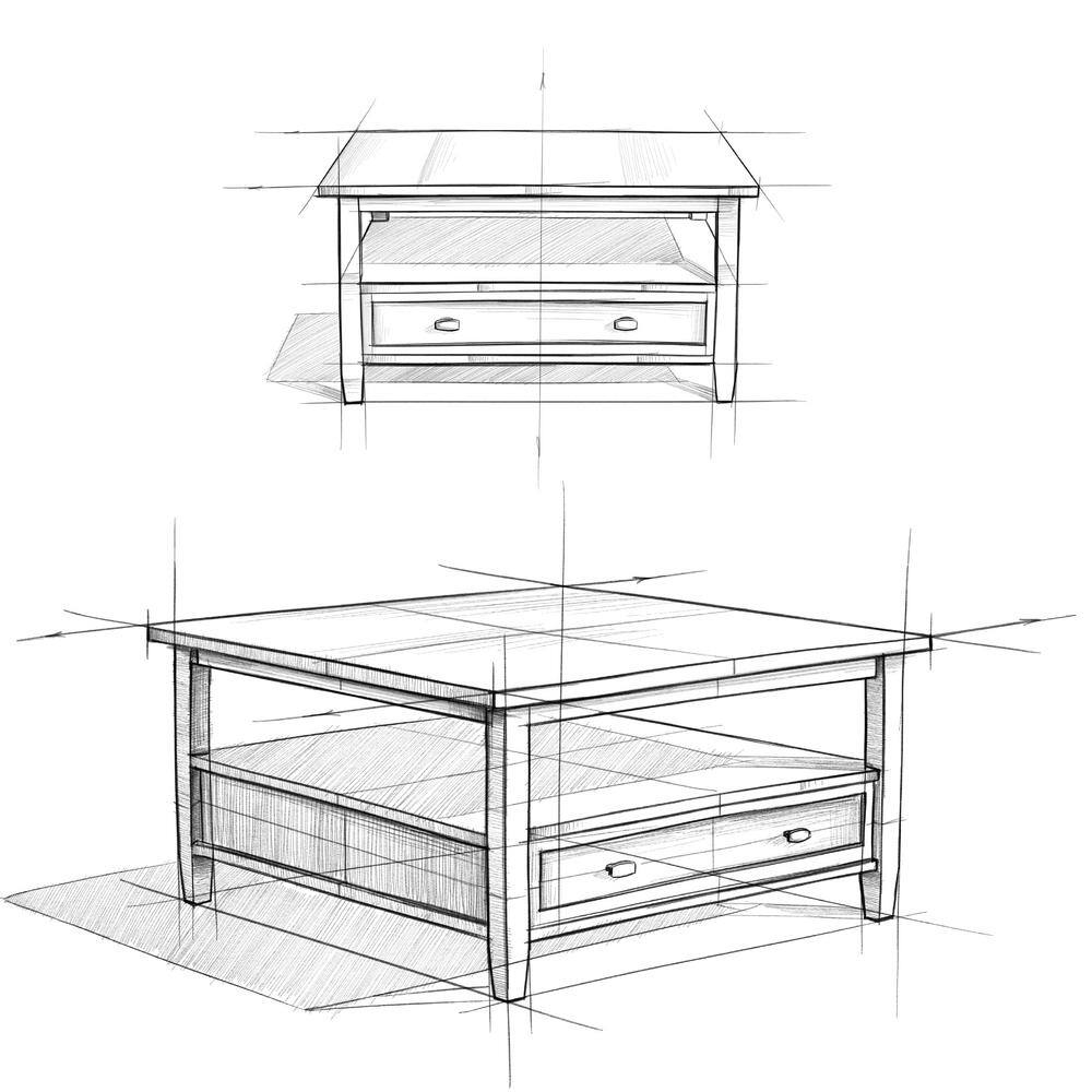 Shaker Style Distressed Grey Solid Wood Square Coffee Table with Storage