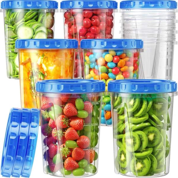 33 oz. Plastic Freezer Storage and Food Containers Set for Freezer Storage, Salad, Soup and Ice Cream (10-Pack)