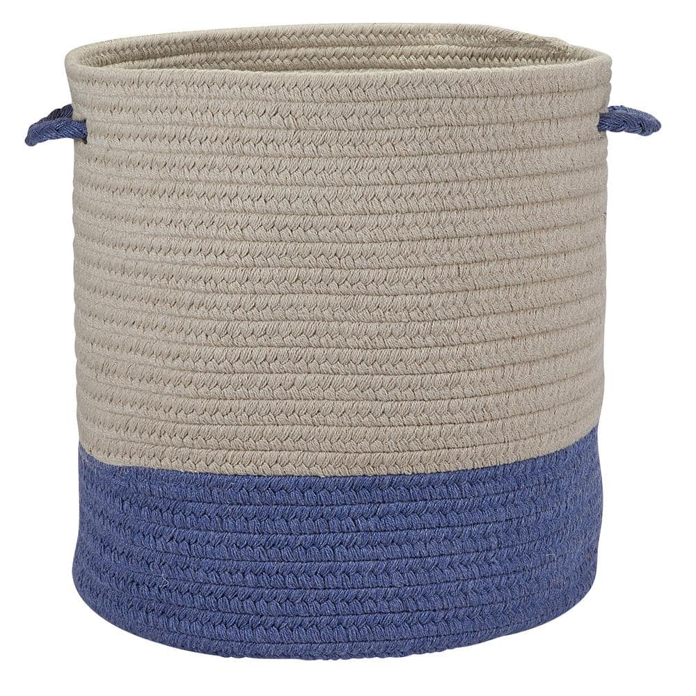 Sunbrella Caroline Round Indoor/Outdoor Basket Cornflower 11 in. x 11 in. x