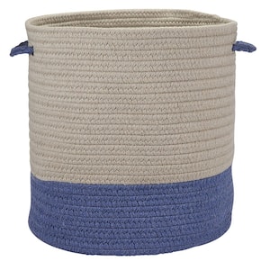 Sunbrella Caroline Round Indoor/Outdoor Basket Cornflower 11 in. x 11 in. x 7 in.