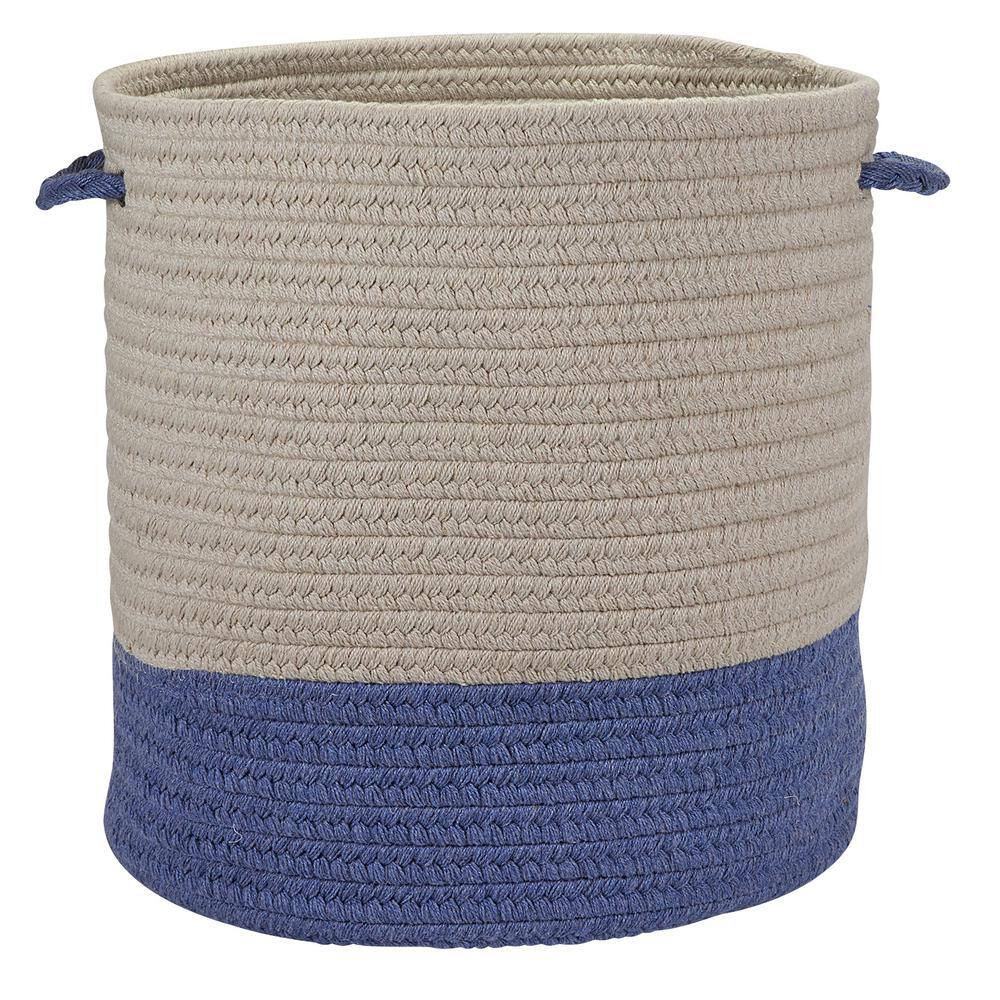 Sunbrella Caroline Round Indoor/Outdoor Basket Cornflower 15 in. x 15 in. x
