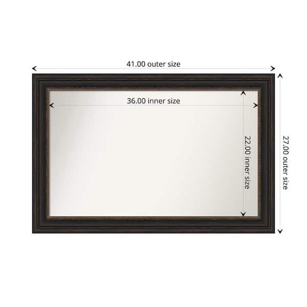 Amanti Art Accent Bronze 41 in. x 27 in. Custom Non-Beveled Polystyrene Antique Framed Bathroom Vanity Wall Mirror