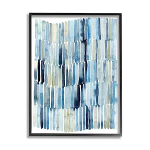 "Nautical Inspired Abstraction Blue Beige Blocked Lines" by Grace Popp Framed Abstract Wall Art Print 16 in. x 20 in.