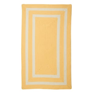 Griffin Border Yellow/White 2 ft. x 3 ft. Braided Indoor/Outdoor Patio Area Rug