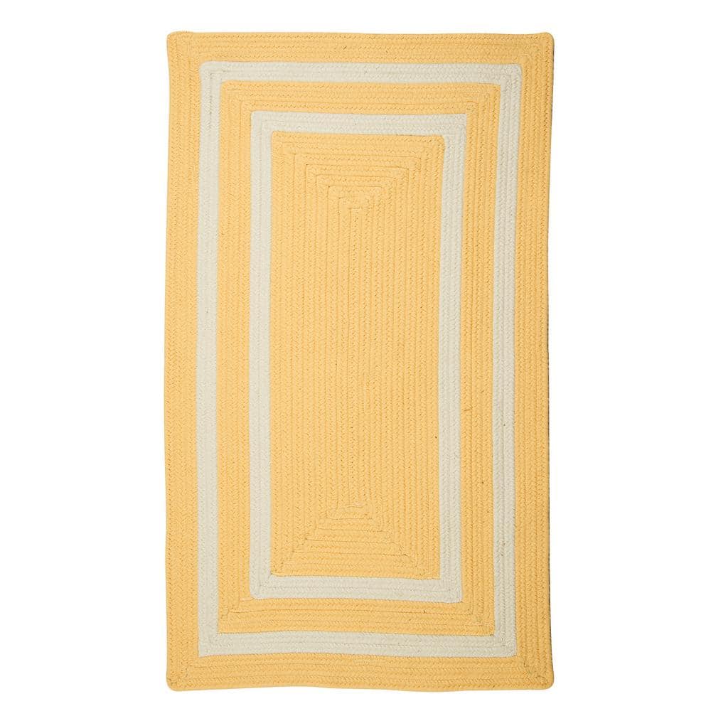 8 Ft Braided Indoor Outdoor Area Rug, Yellow And White Rugs