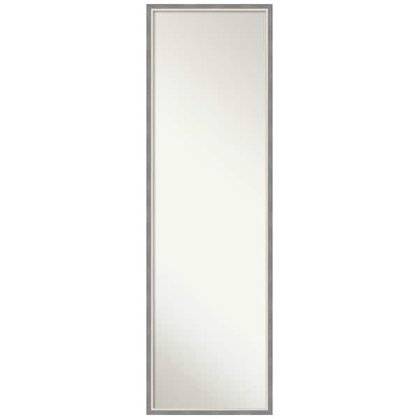 Amanti Art Theo Grey Narrow 15.25 in. x 49.25 in. Non-Beveled Modern Rectangle Wood Framed Full Length on the Door Mirror in Gray