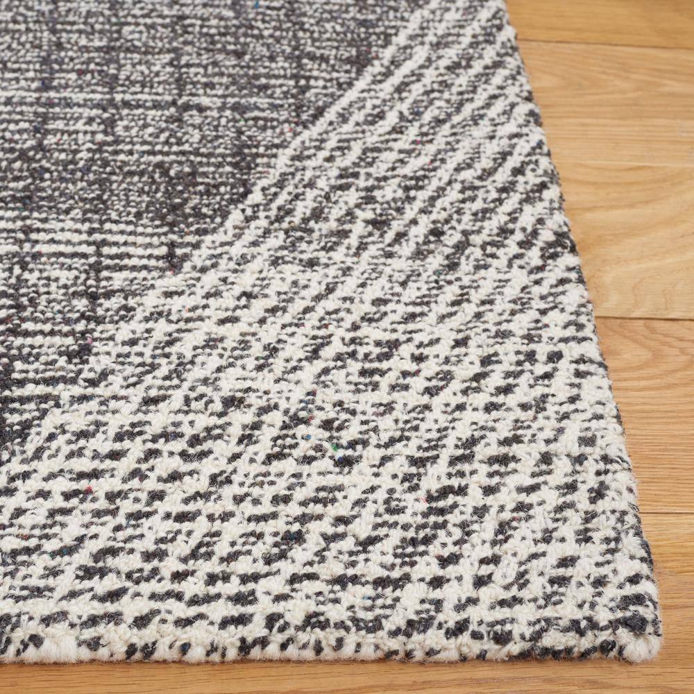 Ivory and Charcoal Wool Handmade Tufted Runner Rug, 2'-3" x 8'