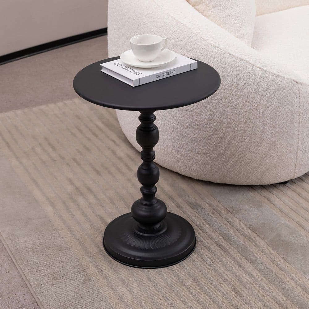 17.72 in. Square Black Tempered Glass Coffee Table with Black Metal Legs, Modern Accent Table for Living Room, Bedroom